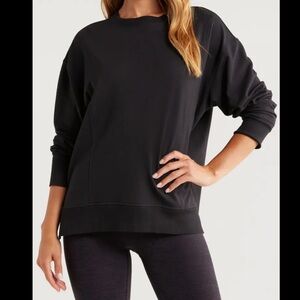 Zella black soft athletic active batwing sweater top long sleeve size L